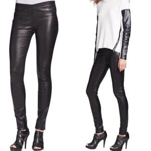 Milly Black Lamb Leather Skinny Leggings - Pull on Pants